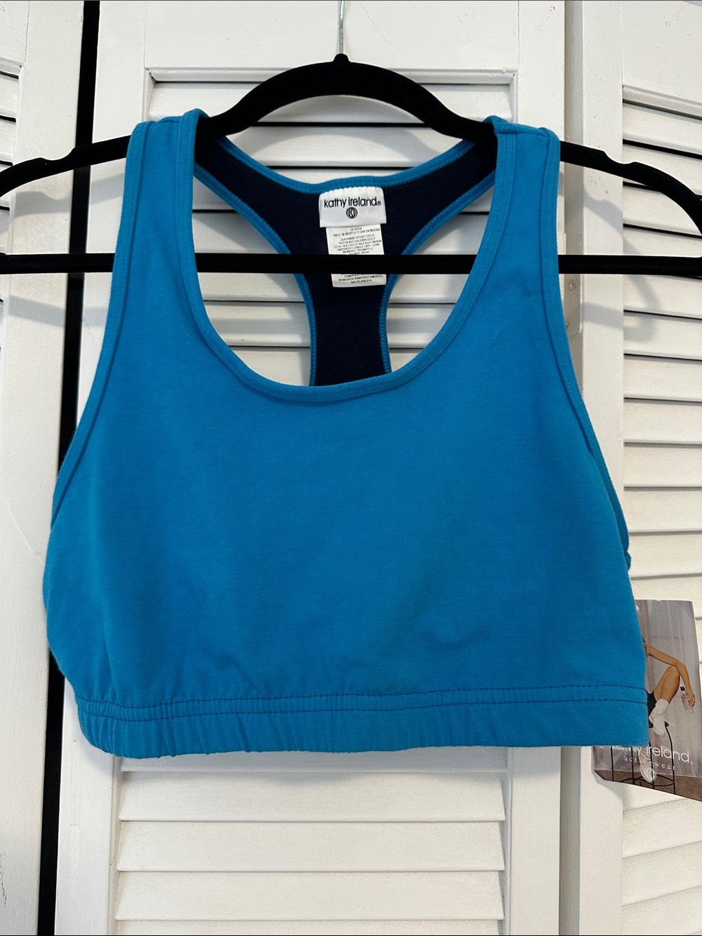 Vintage kathy ireland Turquoise Blue Racerback Sports Bra Tank. Cotton